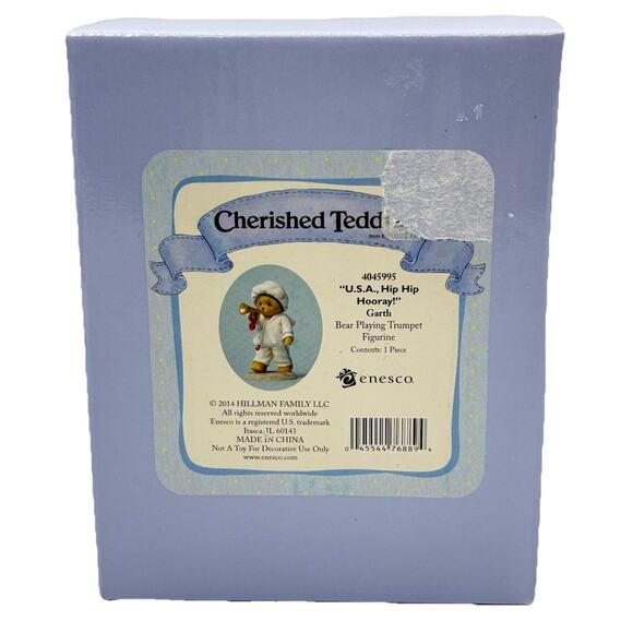 Cherished Teddies 'U.S.A., Hip Hip Hooray!' Bear Playing Trumpet 4045995 New - Picture 1 of 3